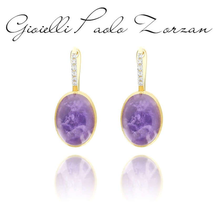 Orecchini Nanis in oro giallo 18 kt con lepidolite e diamanti OS2-609