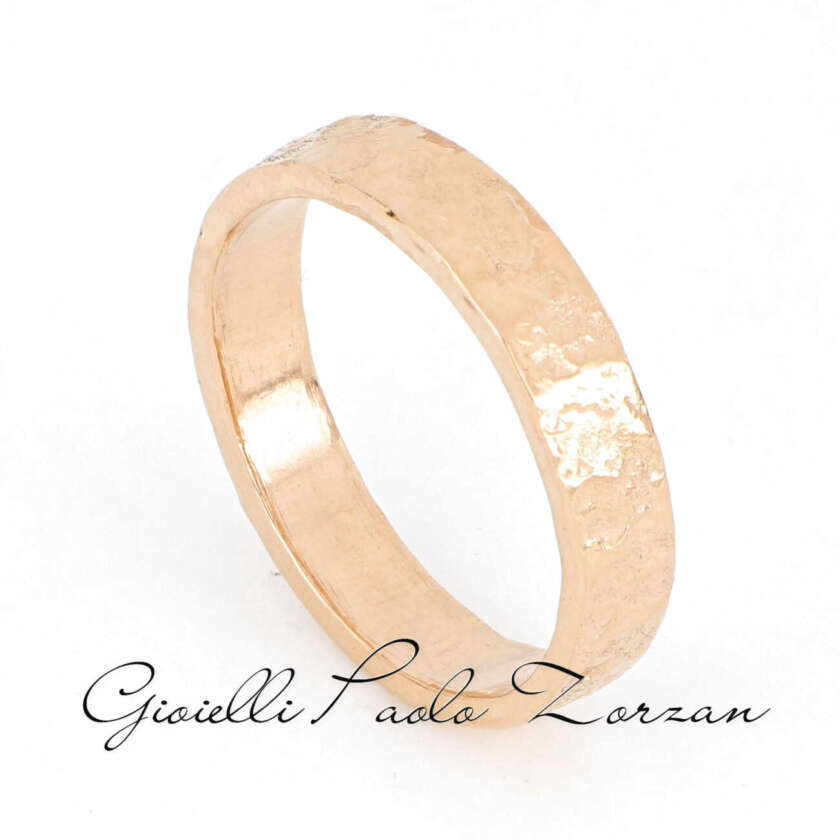 Fede in Oro Rosa 18 kt Fatta a Mano mod. Cursa ref F45R03 - immagine 2