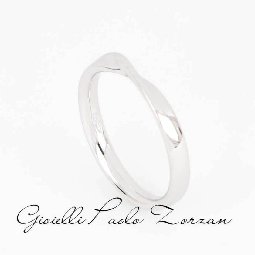Fede Artigianale Onda con Interno Comoda in Oro Bianco18 kt ref. FAOB30PZ