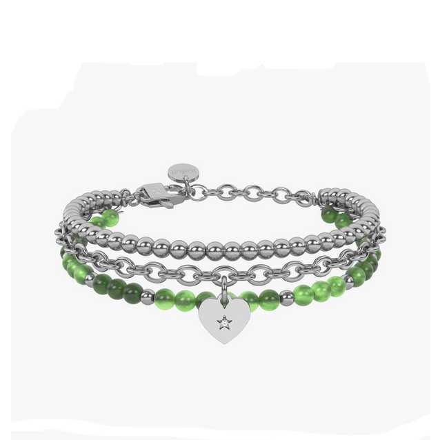 Bracciale kidult giada verde con cuore Cuore amica 732321