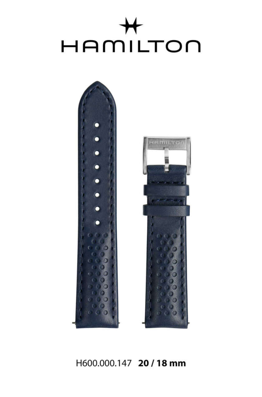 Cinturino Hamilton Jazzmaster Performer Auto 38mm Pelle Blu ref. 600.000.147