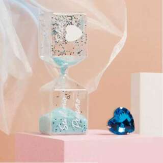 Bomboniera Claraluna Clessidra grande sabbia glitterata azzurra  25216    Comunione Cresima Matrimonio