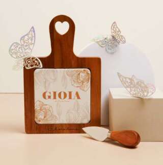 Bomboniere Claraluna Tagliere con coltellino decorato “Gioia” 25058C  Matrimonio