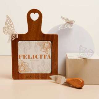 Bomboniere Claraluna Tagliere con coltellino decorato “Felicita'” 25059C  Matrimonio