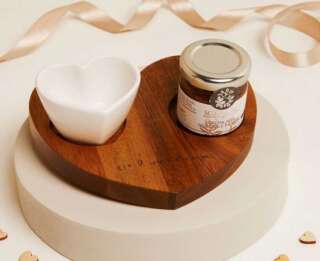 Bomboniera Claraluna Vassoio Cuore con Ciotolina e crema di mandorle 25098  Matrimonio