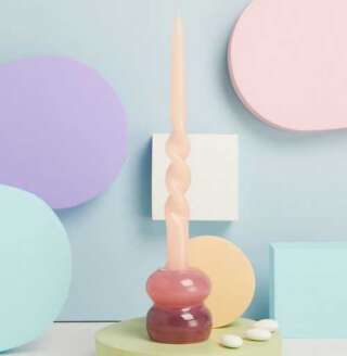 Bomboniera Claraluna Candelabro Piccolo Rosa e Viola con candela 25157C  Candele e Portacandele