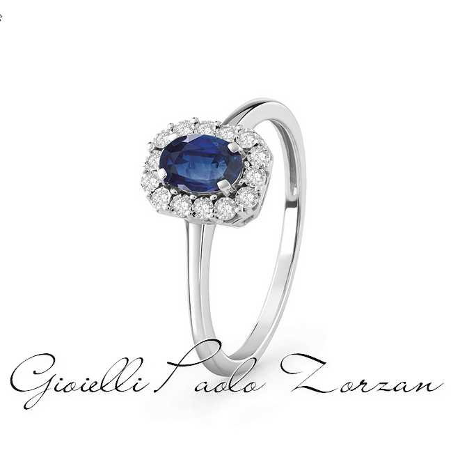 Anello Bliss Regal in oro bianco con zaffiri e diamanti 20102520