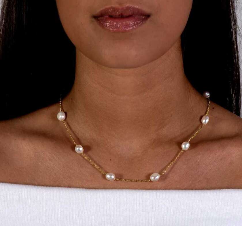 Collana Rose Soleil in argento argento 925 placcato oro e perle di fiume PACI07 - immagine 2
