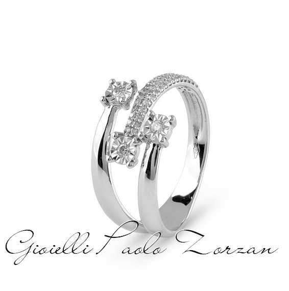 Anello Fascia Anelli Bliss Oro Bianco Anello Bliss Tre Diamanti In