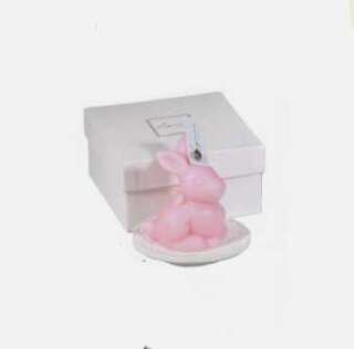Candela profumata coniglietto rosa con piattino Laguna Home  1-00819  Regalistica
