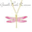 Collana Artlinea Libellula grande in argento 925, dorata, smalto rosa a cattedrale ZCL1320-MG  Girocolli