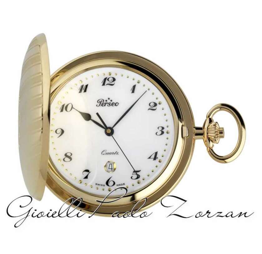 Orologio da Tasca Perseo al Quarzo in Acciaio dorato con Coperchio ref. 90256.02