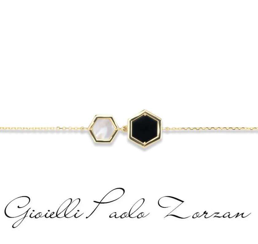Bracciale Giulia its me Glamour Maya in oro giallo con madreperla bianca e onice nero GL/3