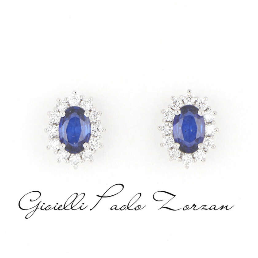 Paio Orecchini Kate in Oro con Zaffiro e Diamanti ref. ORPZ2502