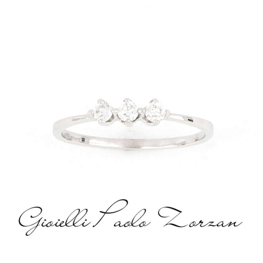 Anello Trilogy in Oro Bianco con Diamanti ct. 0.18 ref. PZANA94 - immagine 3