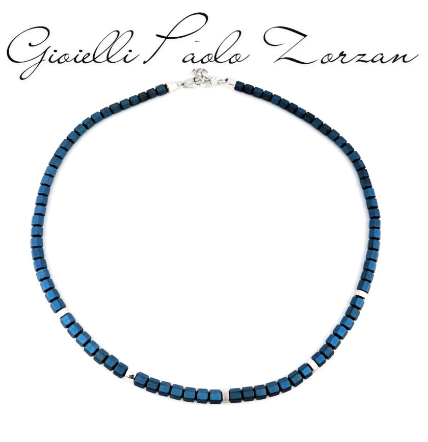 Collana Borsari Gioielli con elementi in argento 925% ed ematite blu' CL-TIBET60