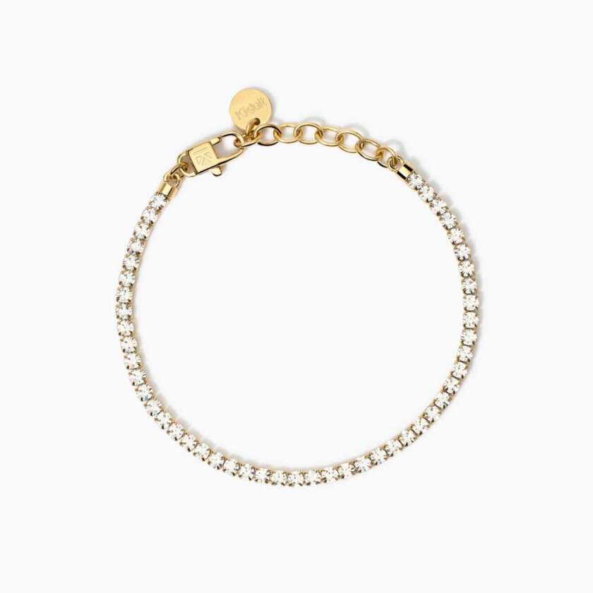 Bracciale kidult Style 11 tennis dorato con cristalli bianchi 831019