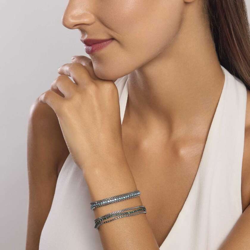 Bracciale kidult Style 07 con due catene e tennis azzurro 831027 - immagine 2