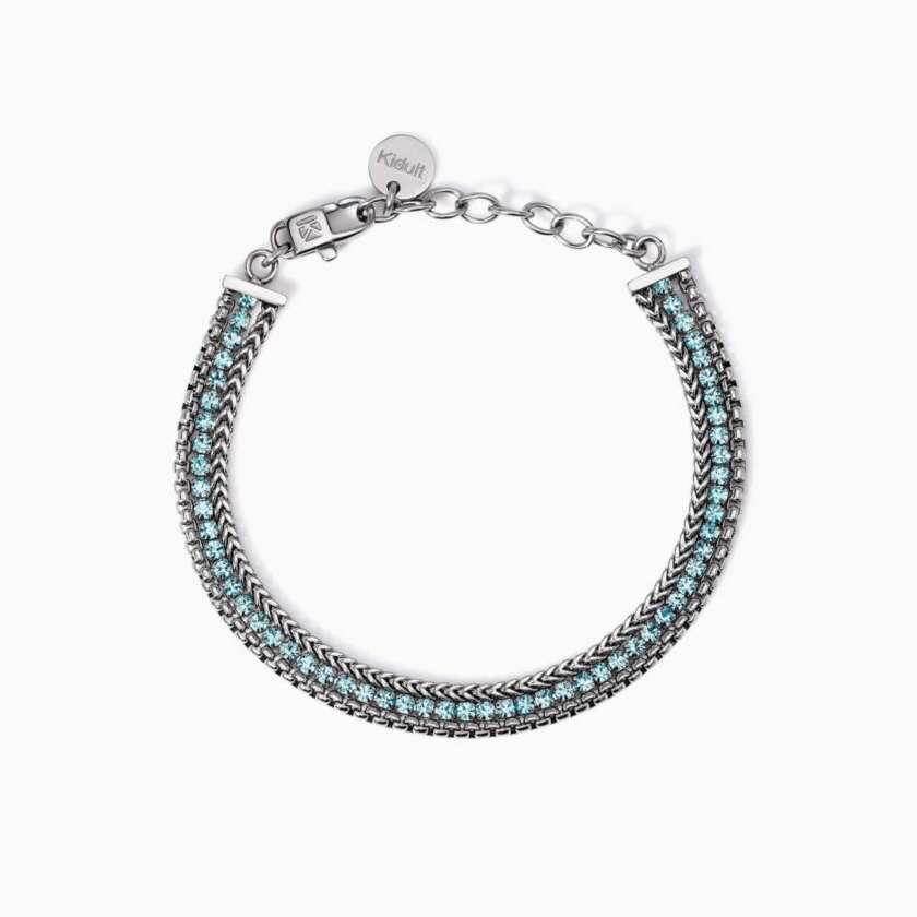 Bracciale kidult Style 07 con due catene e tennis azzurro 831027