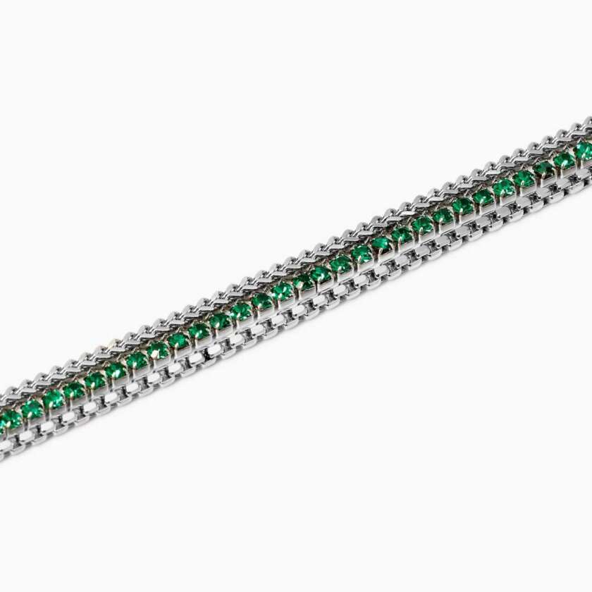 Bracciale kidult Style 07 dorato con due catene e tennis verde 831028 - immagine 3