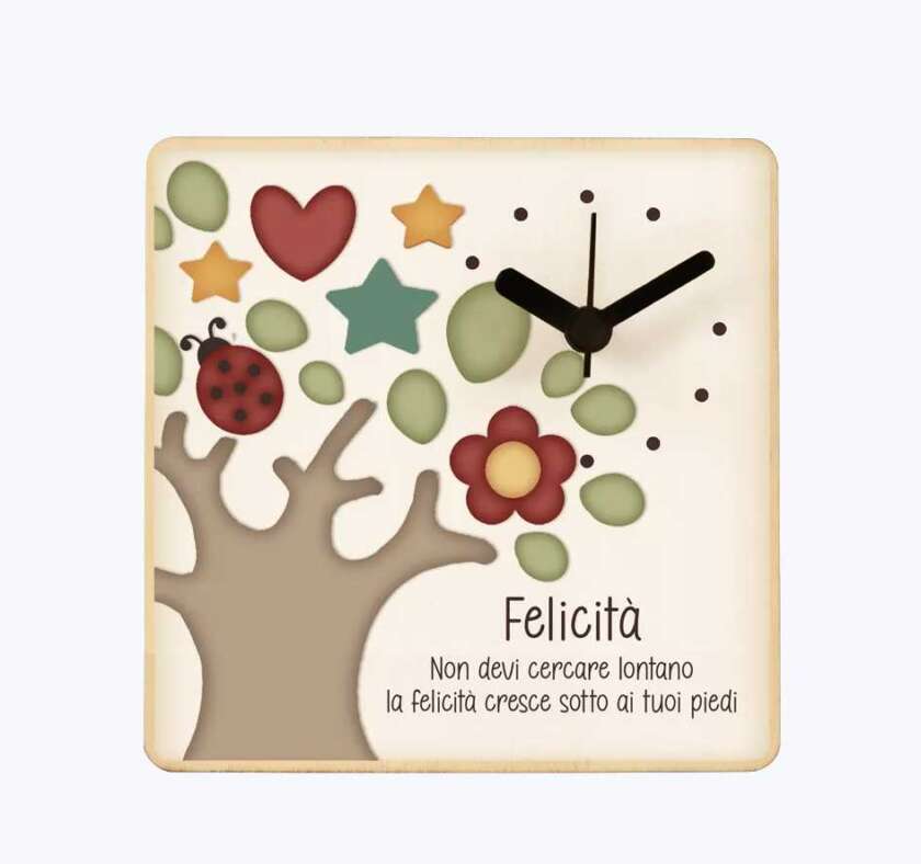 Orologio da Tavolo L'angolo delle idee  Non devi cercare, la felicità cresce sotto ai tuoi piedi. ORO_QU_120_ALB01