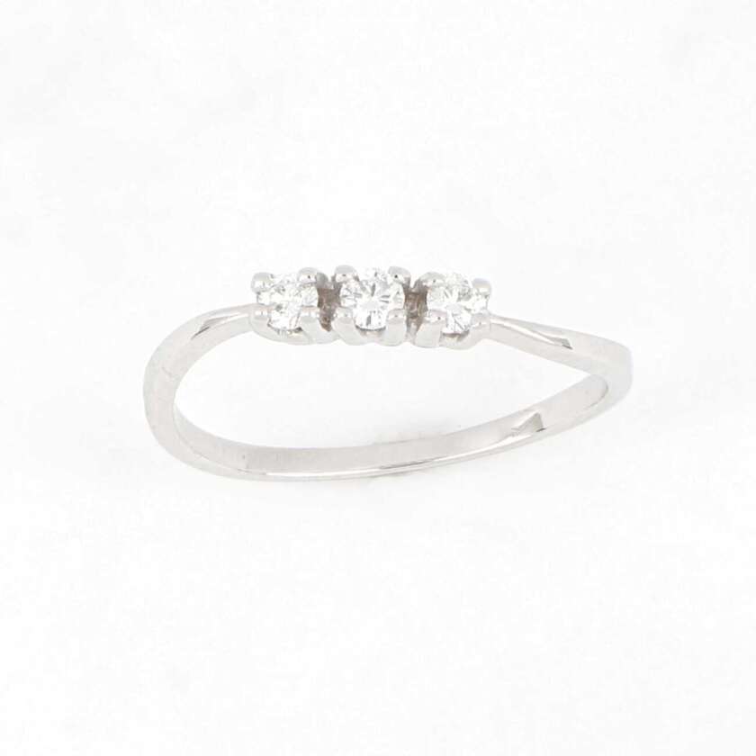 Anello Trilogy in Oro Bianco e Diamanti Naturali ct. 0.18 ref. ANPZ092.018 - immagine 4