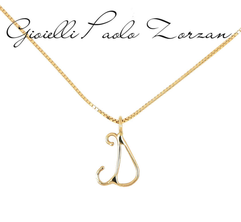 Collana con iniziale pendente D in oro giallo 18 kt SNAZ04