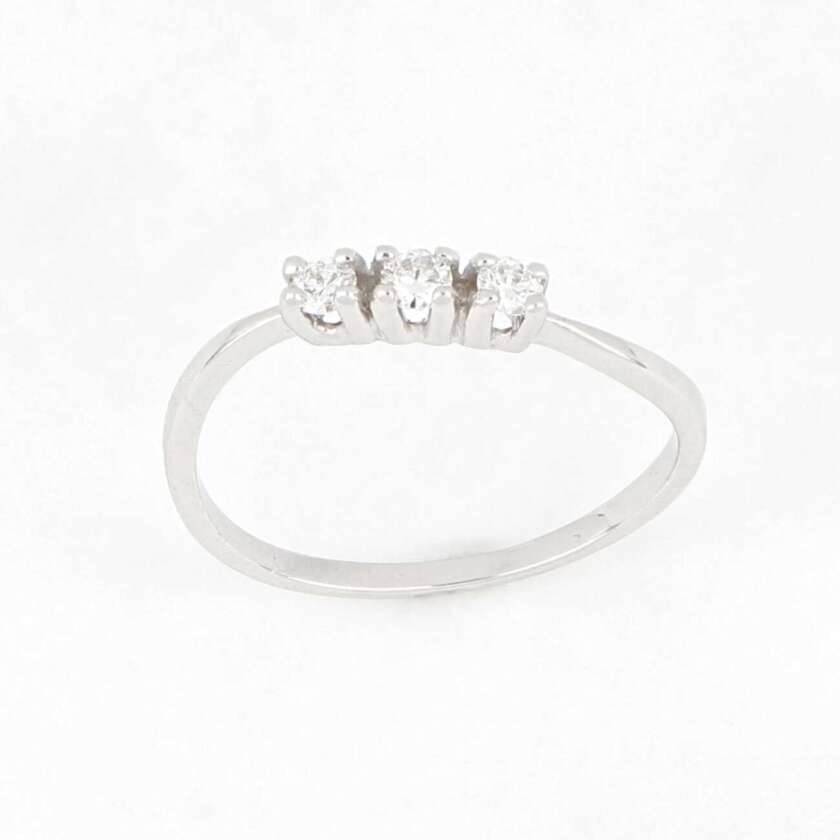 Anello Trilogy in Oro Bianco e Diamanti Naturali ct. 0.18 ref. ANPZ092.018 - immagine 3