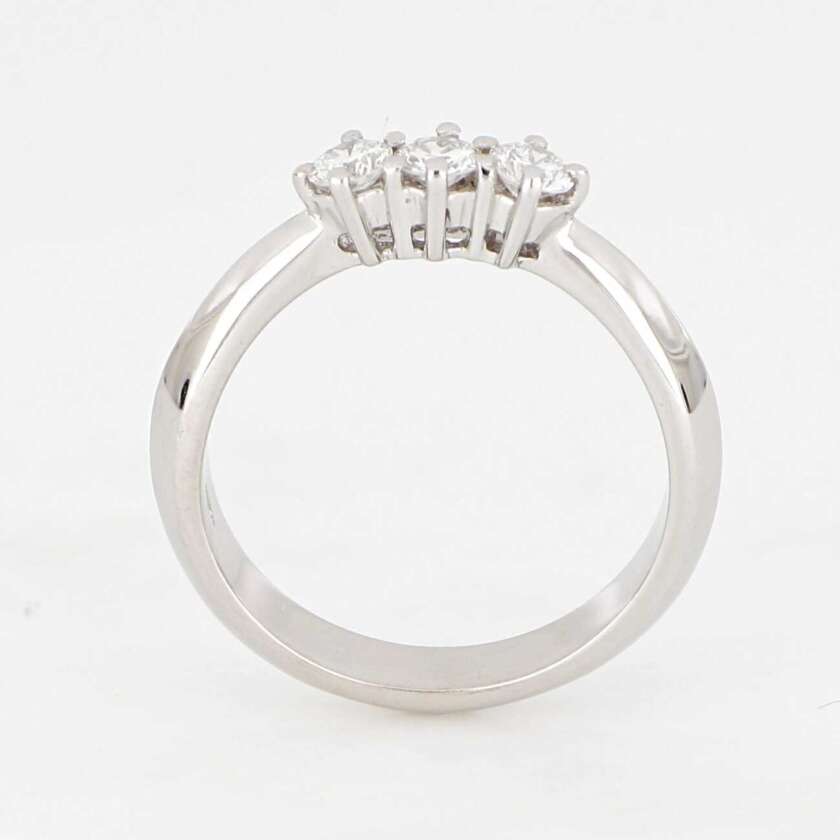 Anello Trilogy in Oro Bianco e Diamanti Naturali ct. 0.39 Ref. ANPZ2525 - immagine 2