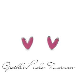 Orecchini Cuori e Frecce cuore smalto rosa SOCCUOF  Orecchini a Lobo