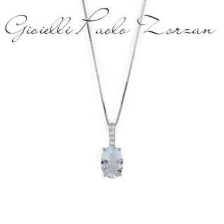 Collana Bliss in oro bianco con acquamarina e diamanti (ovale 7x5) 20108486  Girocolli