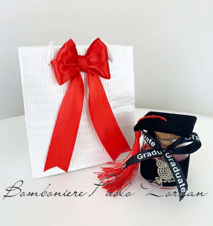 Barattolino in vetro con tappo tocco Laurea porta confetti 14Z