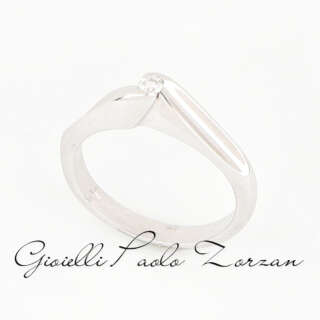 Anello Solitario in Oro Bianco con Diamante Naturale ct 0.10 ref. ANPZ2529  Anelli Solitario