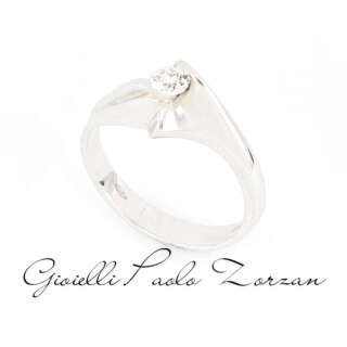 Anello Solitario in Oro Bianco con Diamante Naturale ct 0.19 ref. ANPZ2530  Anelli Solitario