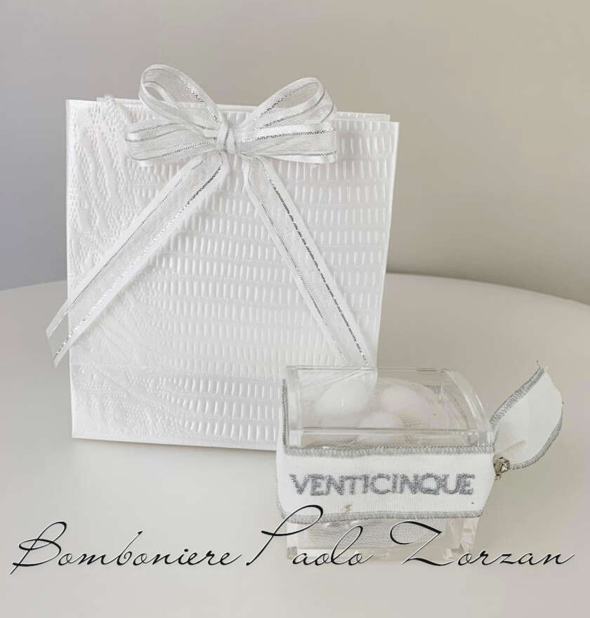 Bauletto in plexy  porta confetti 25° di matrimonio   MASR036