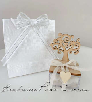 Scatolina in plexy con albero della vita in legno  porta confetti matrimonio MASR042  Matrimonio
