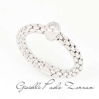 Anello Solitario Oro Bianco con Diamante Naturale ct. 0,13 ref. ANPZ3037  Anelli Solitario