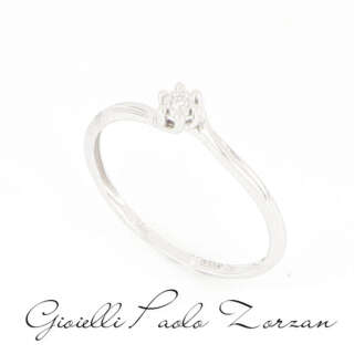 Anello Bliss Solitario in Oro Bianco e Diamanti 20101415  Anelli Solitario