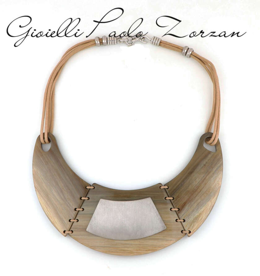 Collana in argento e cordino cerato con inserti in resina CCJ017