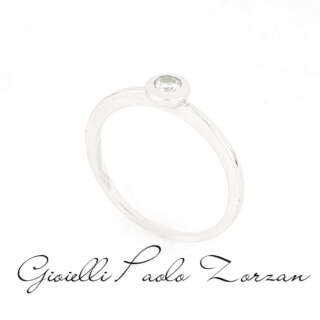 Anello Solitario Oro Bianco con Diamante ct 0.12ref. ANPZ3044  Anelli Solitario
