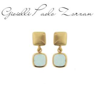 Orecchini Aquaforte Mignon con testa satinata quadra e pietra quadra azzurro baby pendente H4180564  Orecchini Pendenti