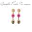 Orecchini Aquaforte Mignon con testa satinata tonda, pietra pendente tonda fucsia e saponetta tonda lucida H4180571  Orecchini Pendenti