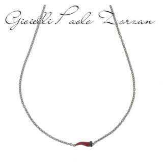 COLLANA MANO-J CON CORNETTO PICCOLO IN TITANIO SMALTATO BORDEAUX CON 3 DIAMANTI BLACK  COC1001  Collane
