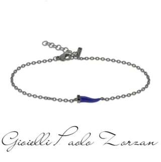BRACCIALE MANO J CON CORNETTO MINI SMALTATO BLU E DIAMANTI BLACK BRC1013  Bracciali
