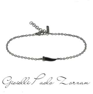 BRACCIALE MANO J CON CORNETTO MINI SMALTATO NERO E DIAMANTI BLACK BRC1004  Bracciali