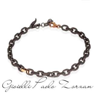 BRACCIALE MANO J UOMO CON CATENA IN TITANIO E ORO ROSSO 9 KT CATBRT1RG  Bracciali