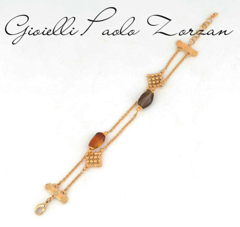 Bracciale Lorenzo Ungari in metallo dorato e ambra UNGAM007