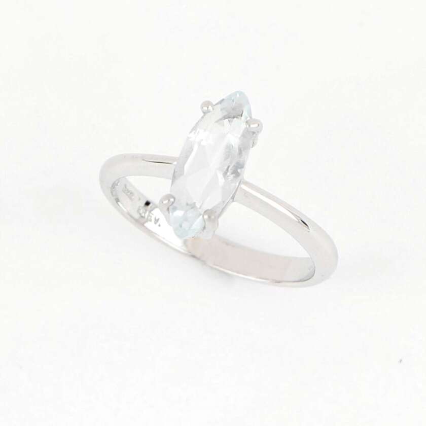 Anello in Oro Bianco con Acquamarina taglio Marquise ref. ANPZ2542 - immagine 3