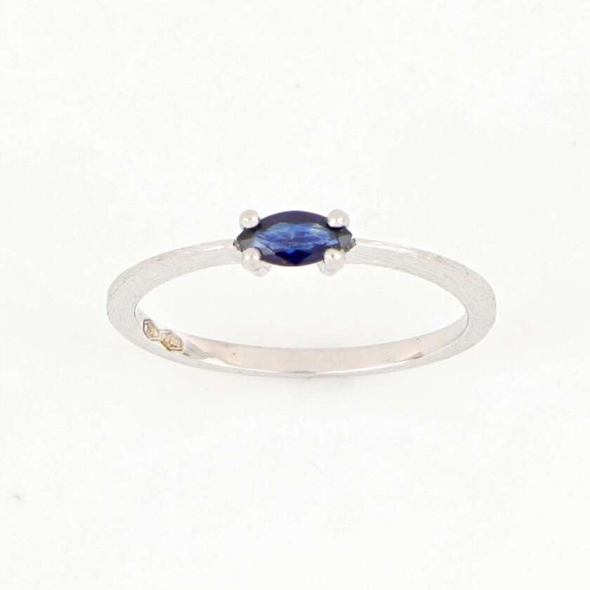 Anello in Oro Bianco con Zaffiro Naturale Taglio Marquise ref. ANPZ193Z - immagine 3