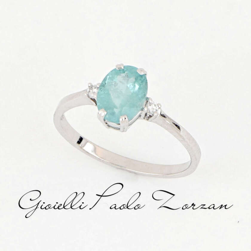 Anello in Oro Bianco con Tormalina Naturale e Diamanti ref. ANPZ2544